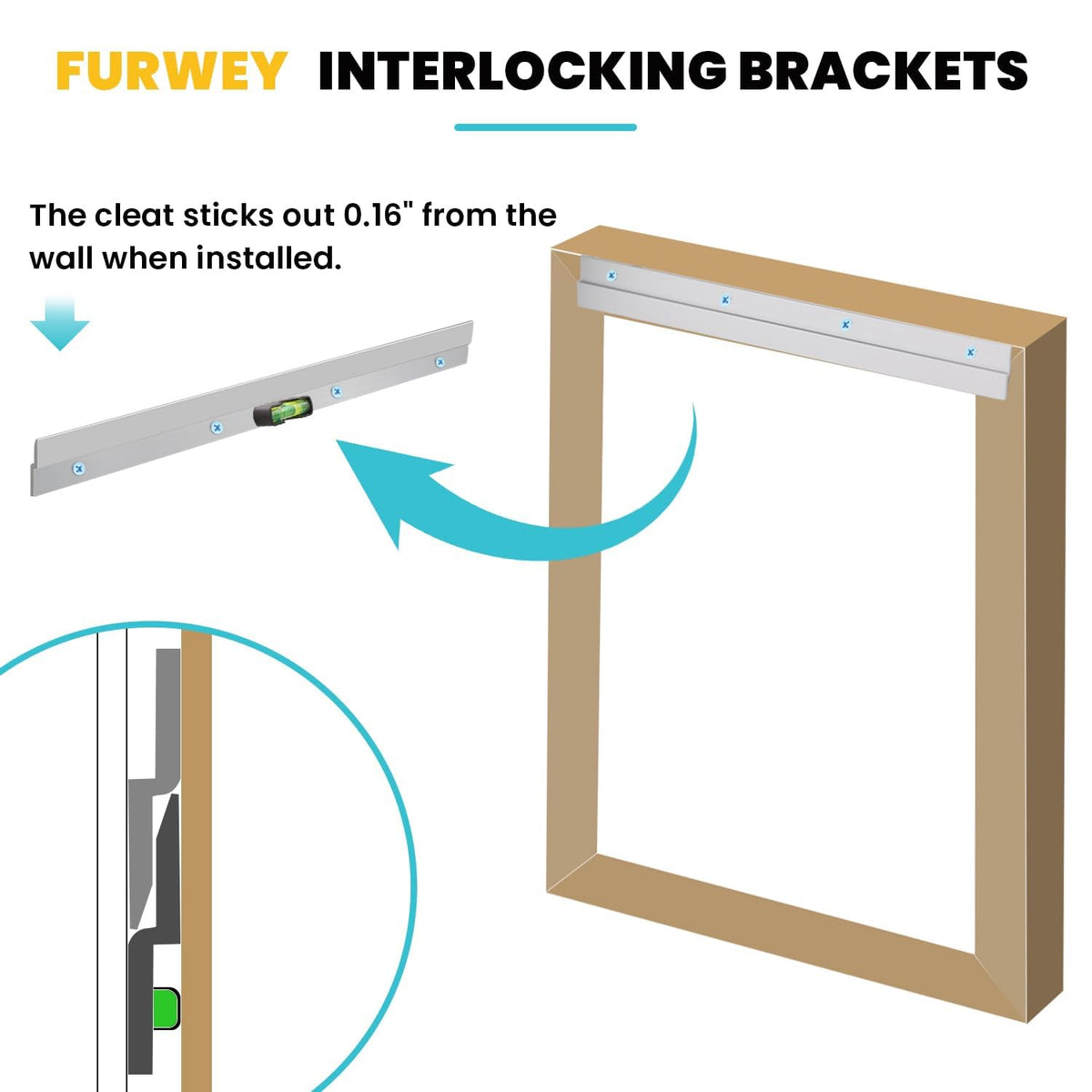 FURWEY wall installation step level tool assists precise mounting.