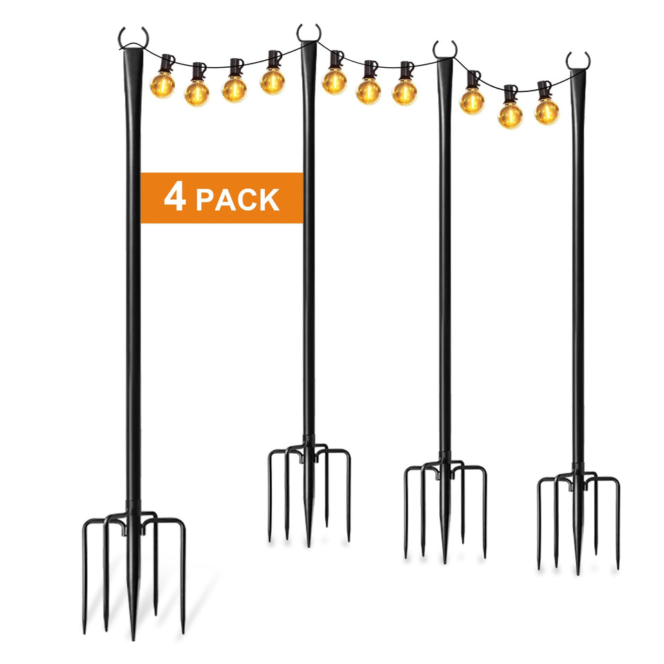 Fussion 4-pack string light poles for outside extend your outdoor lighting setup safely