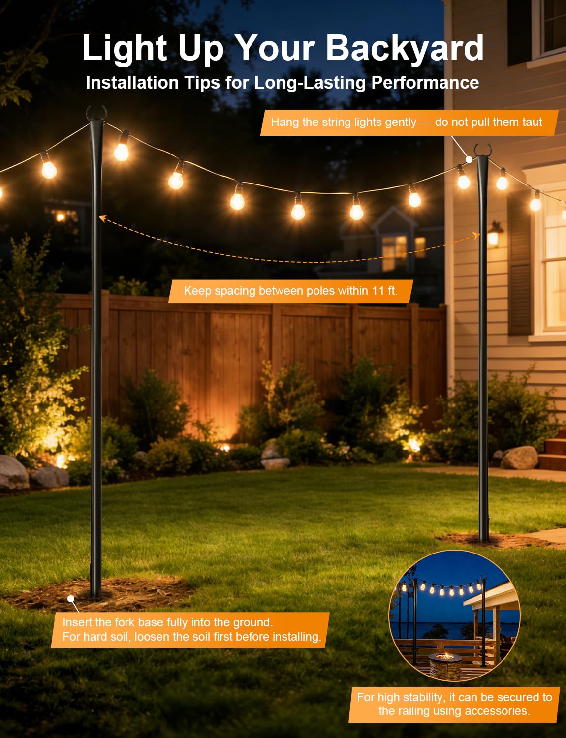 Fussion Christmas light pole assembly with 28 parts for customizable length