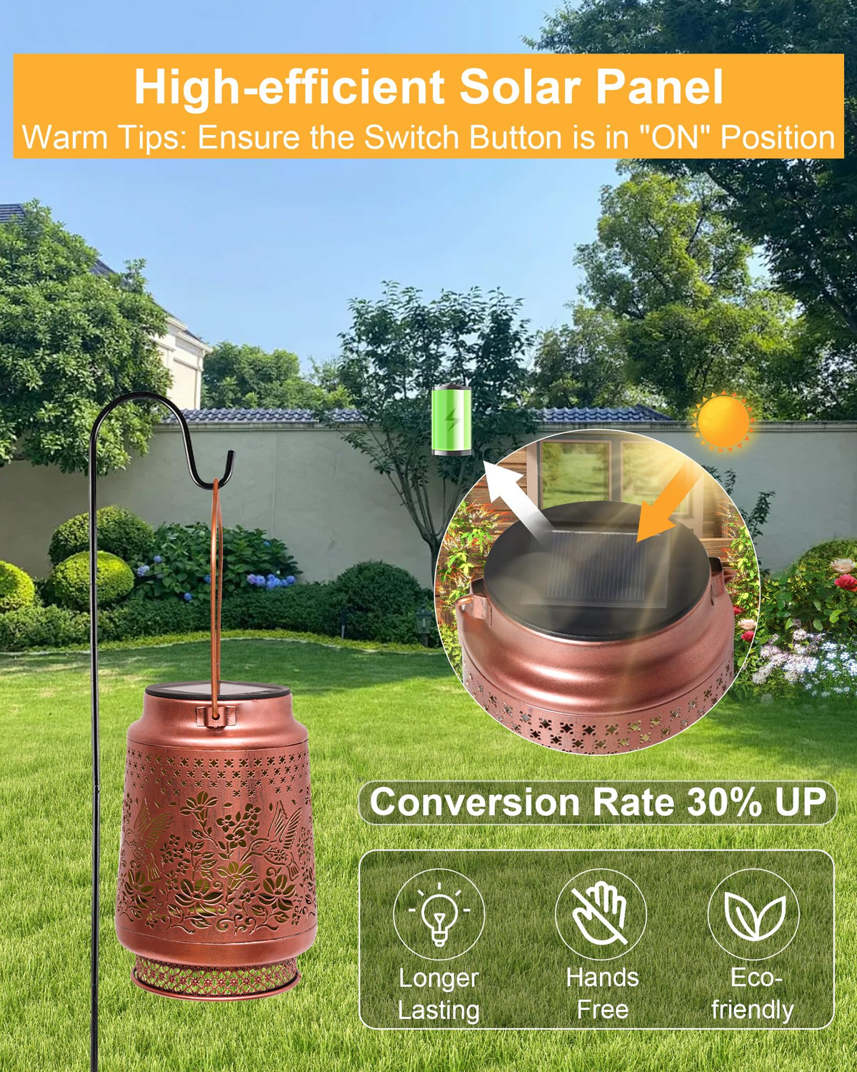 Easy five-second installation of Fussion solar lanterns outdoors