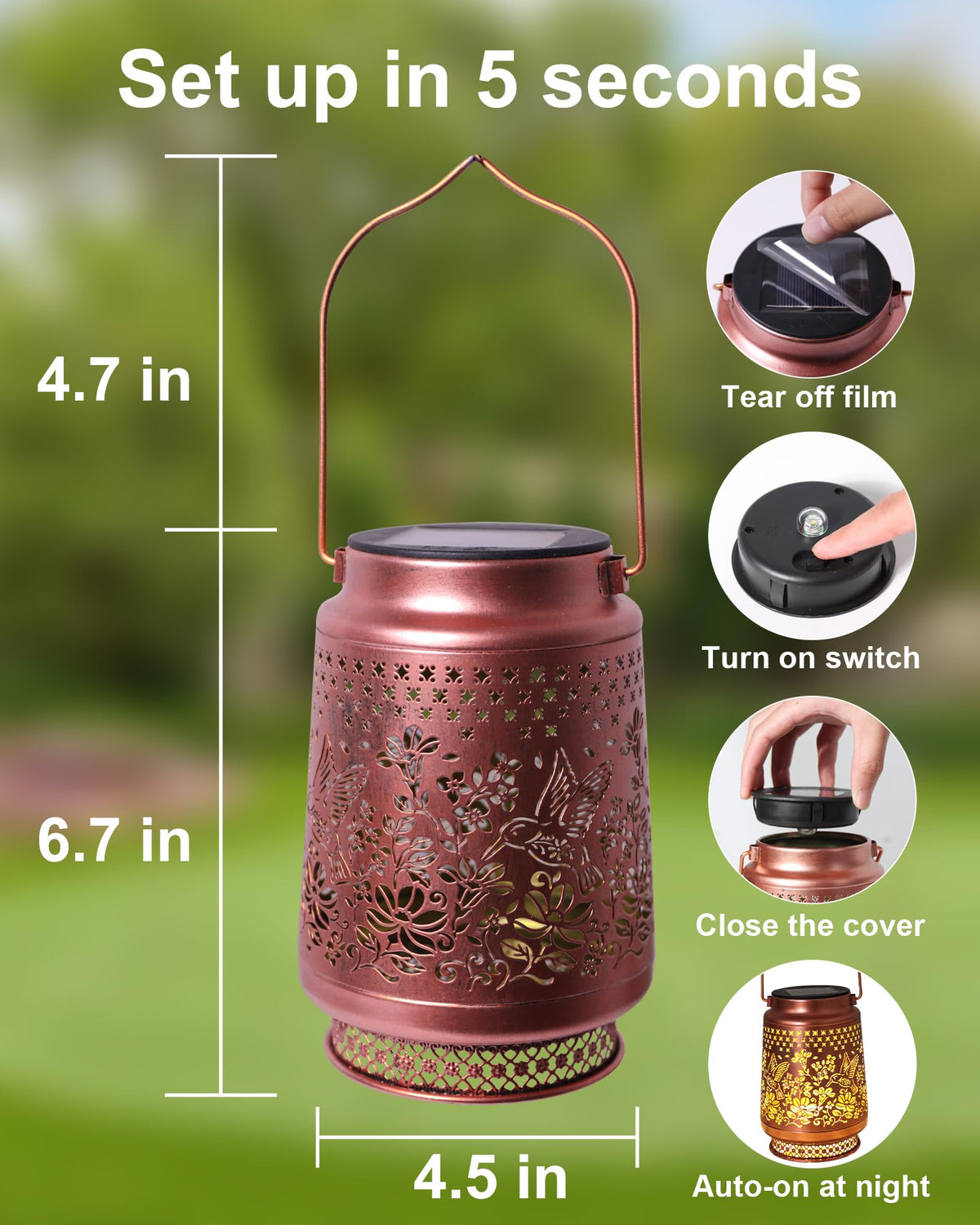 Fussion IP65 waterproof solar lantern for year-round outdoor use
