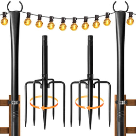 Fussion two-pack string light poles for outdoor setup extend lighting reach for patios