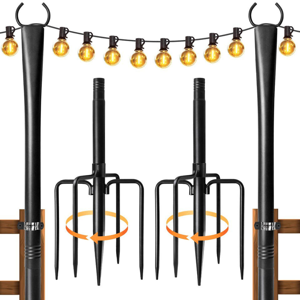 Fussion two-pack string light poles for outdoor setup extend lighting reach for patios