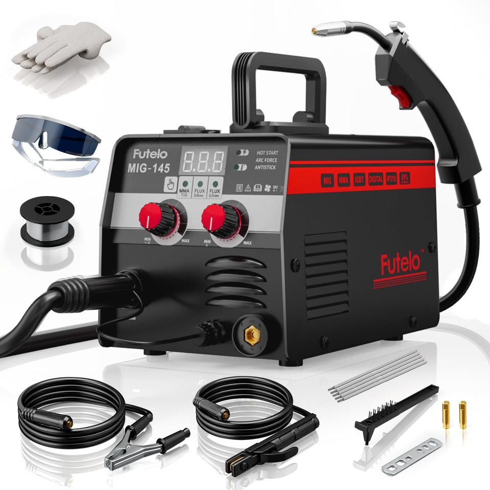 Futelo 145A MIG welder compact design for a portable home shop setup