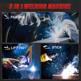 Futelo 145A welder in three-in-one modes: MIG, Stick, Lift TIG