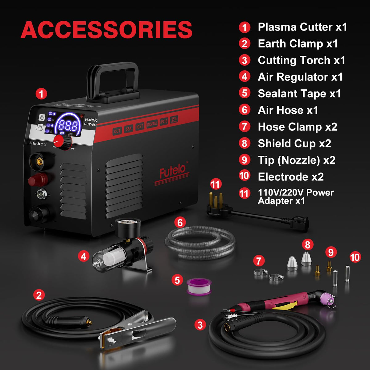 Futelo Plasma Cutter 55A safety features for reliable operation