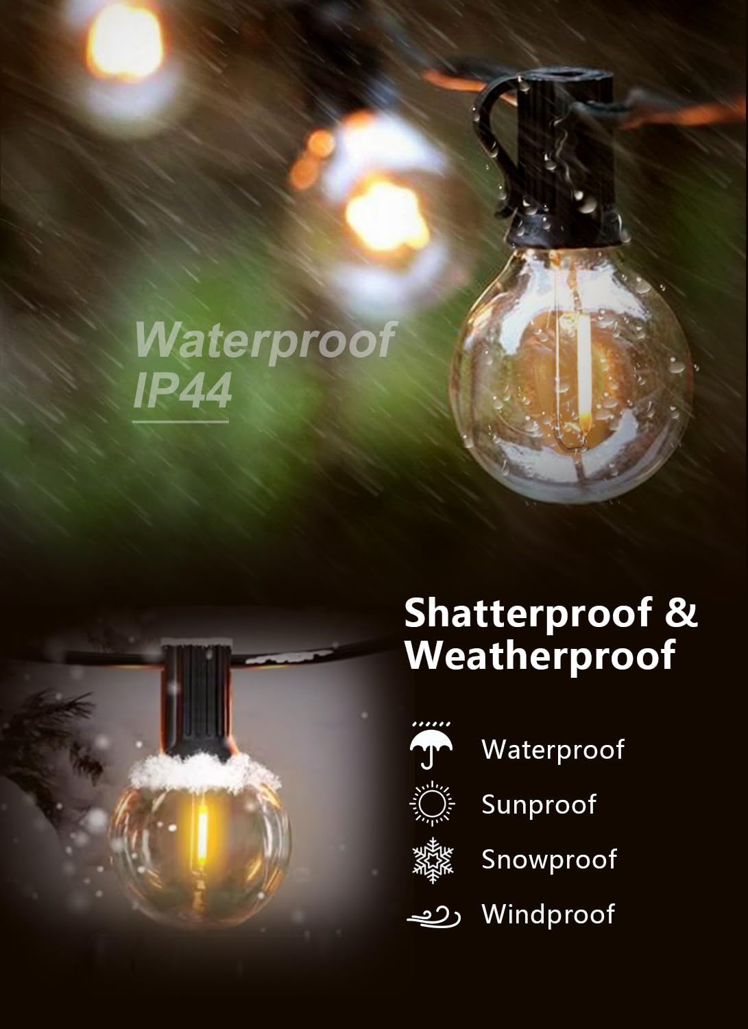 FUTIME indoor and outdoor waterproof G40 LED bulbs for versatile décor