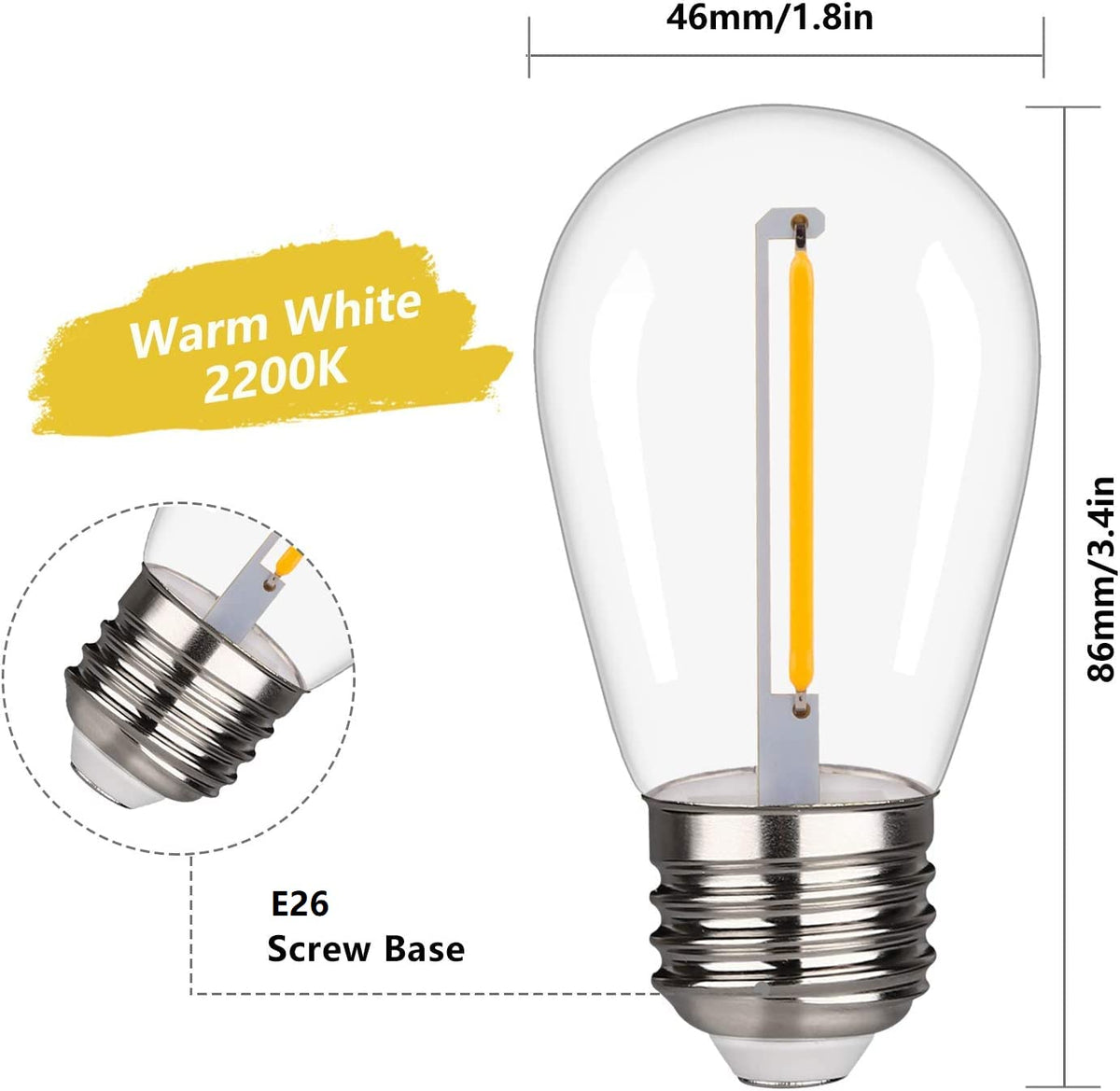 FUTIME S14 LED bulb in E26 base ready for easy installation