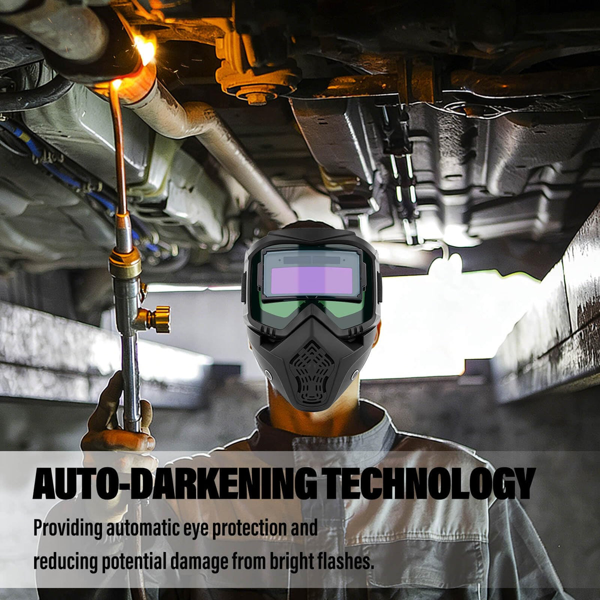 FUTRPOW intelligent filter system enhances visibility for MIG TIG and Stick welding.