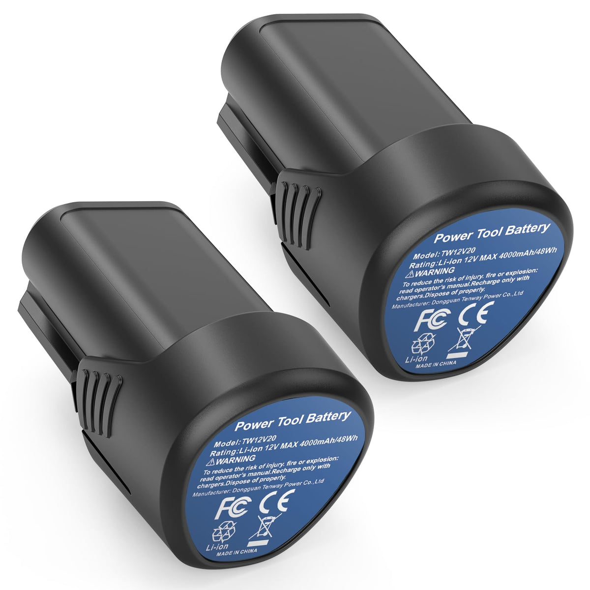 Futurebatt 12V battery front view for easy cordless tool replacement