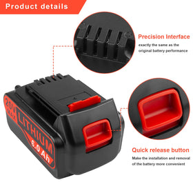 Futurebatt 6.0Ah 20V LBXR20 battery offers reliable power for Black+Decker devices.