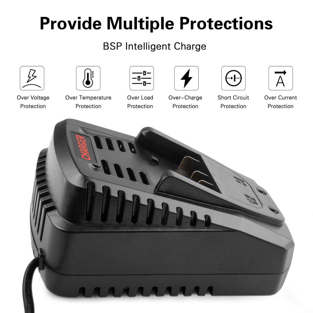 Futurebatt BAT618G in charger demonstrates cross compatibility with Bosch packs.