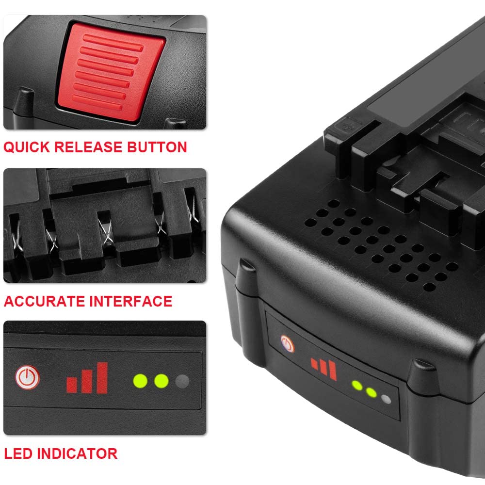 Futurebatt Bosch 18V 6Ah side with LED charge indicator for quick checks