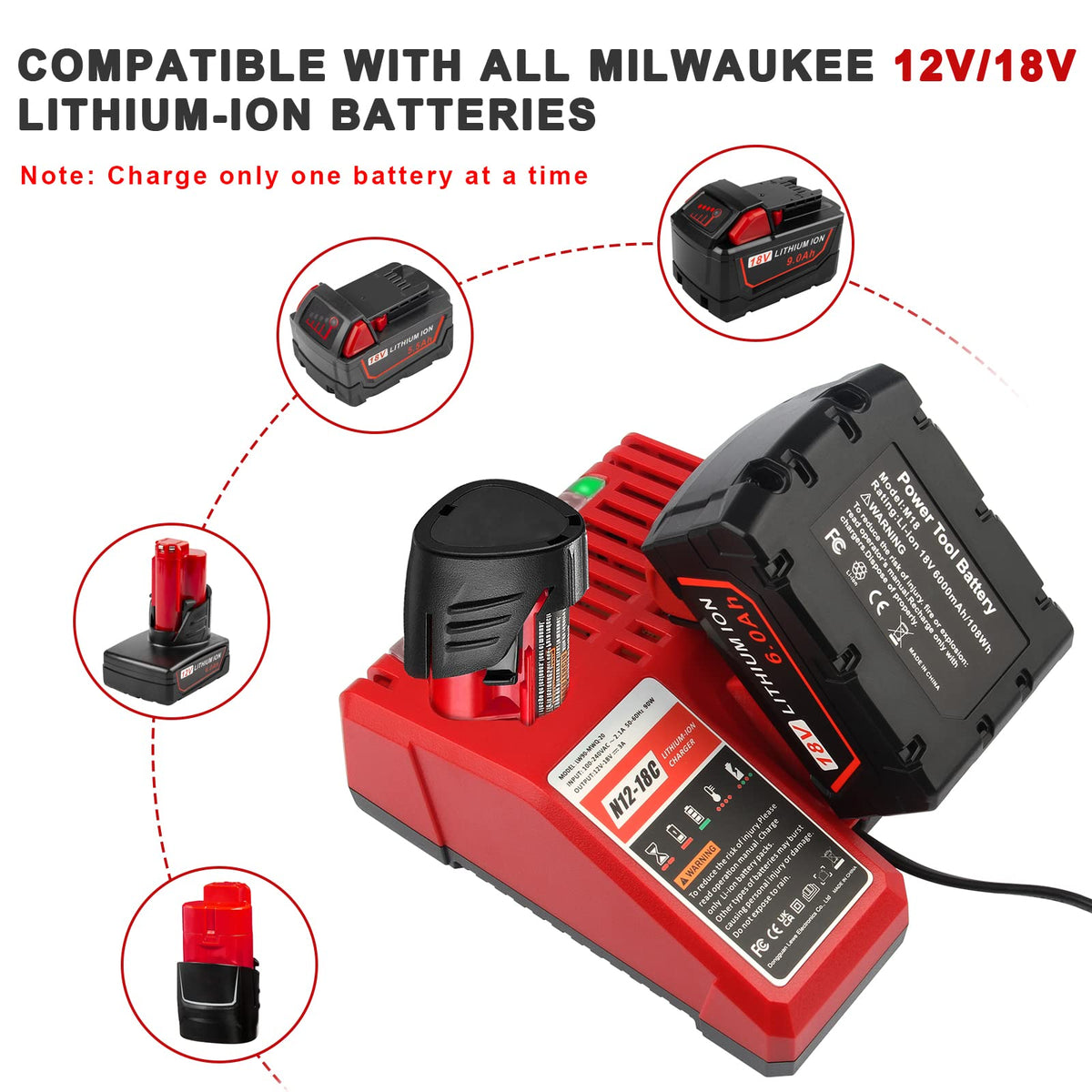 Futurebatt charger LED indicators showing charging status and safety
