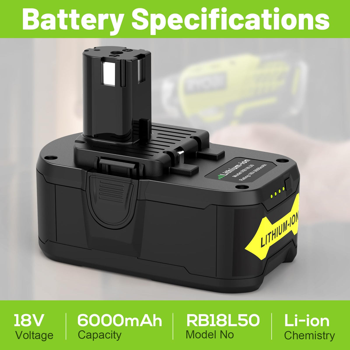 Futurebatt Ryobi One+ compatibility ensures proper fit P102 to P122