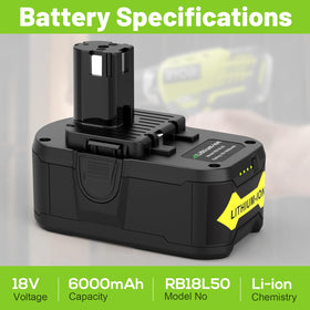 Futurebatt Ryobi One+ compatibility ensures proper fit P102 to P122