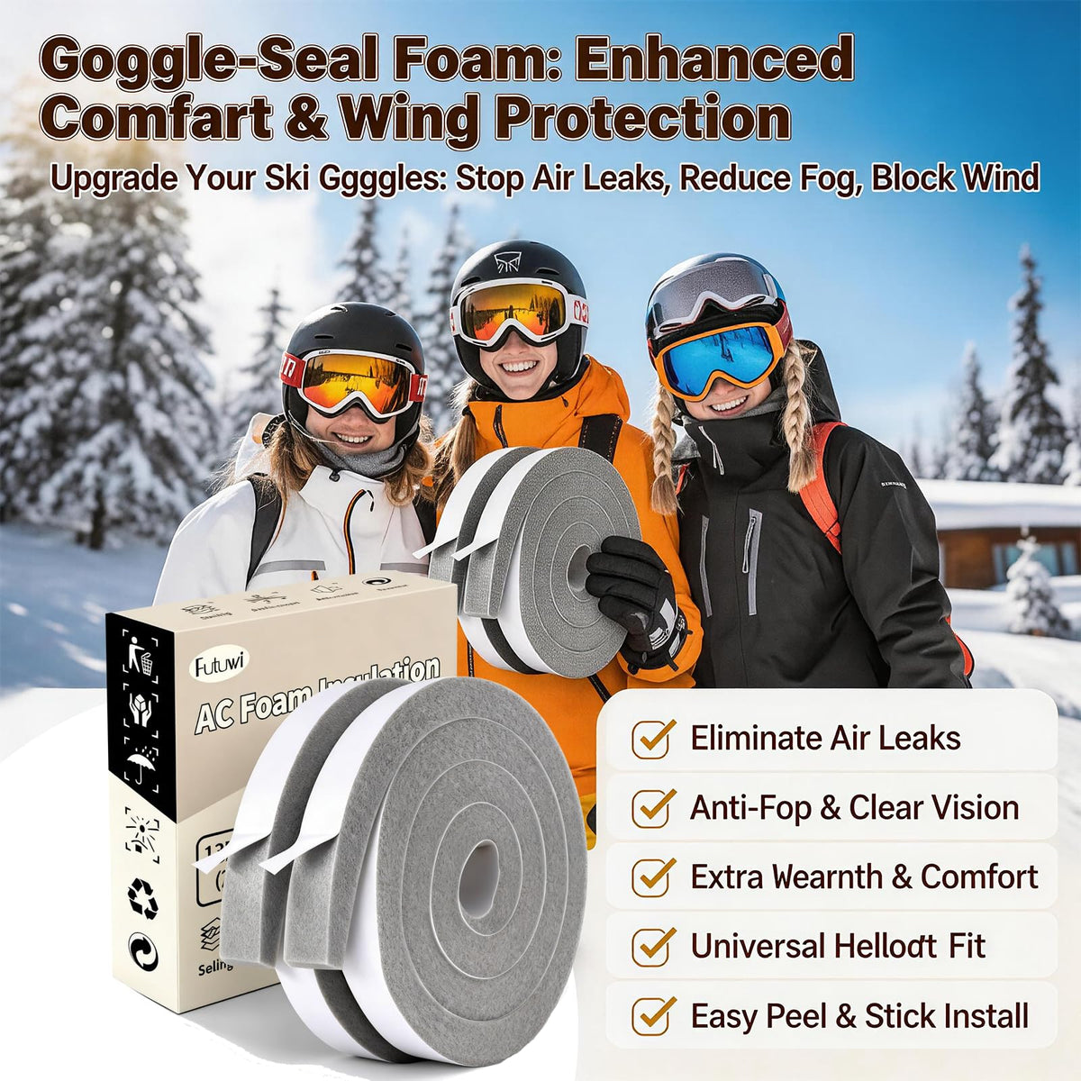Versatile Futuwi foam strips suitable for windows, doors, electronics, and eyewear.