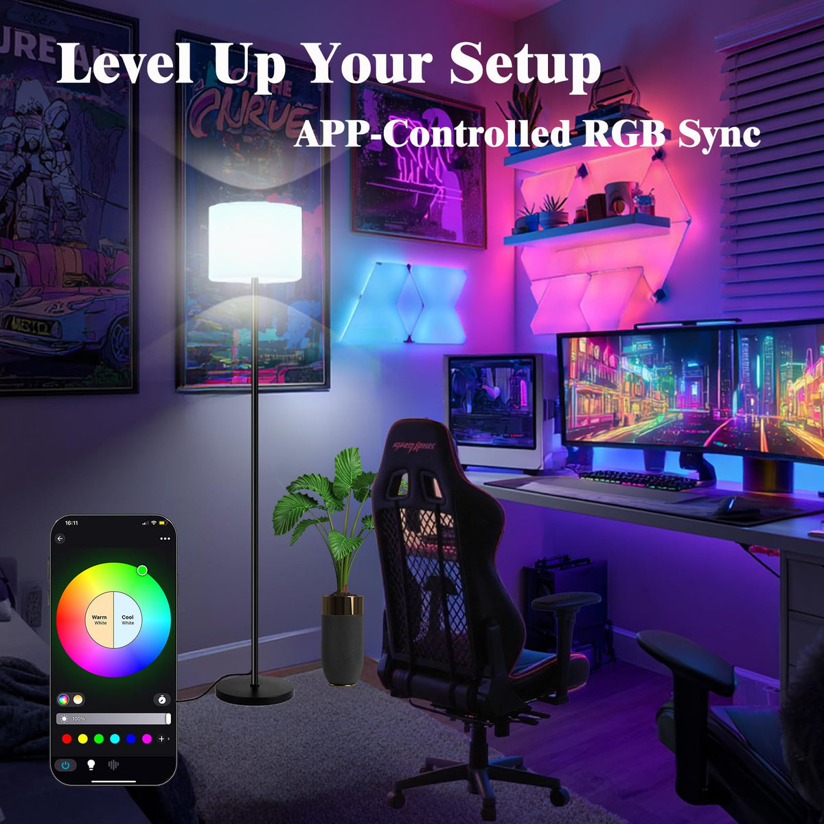 Fuvqeyes living room setup captures modern style with flexible lighting