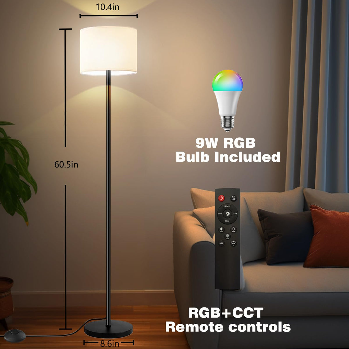 Fuvqeyes smart floor lamp remote control for quick lighting adjustments
