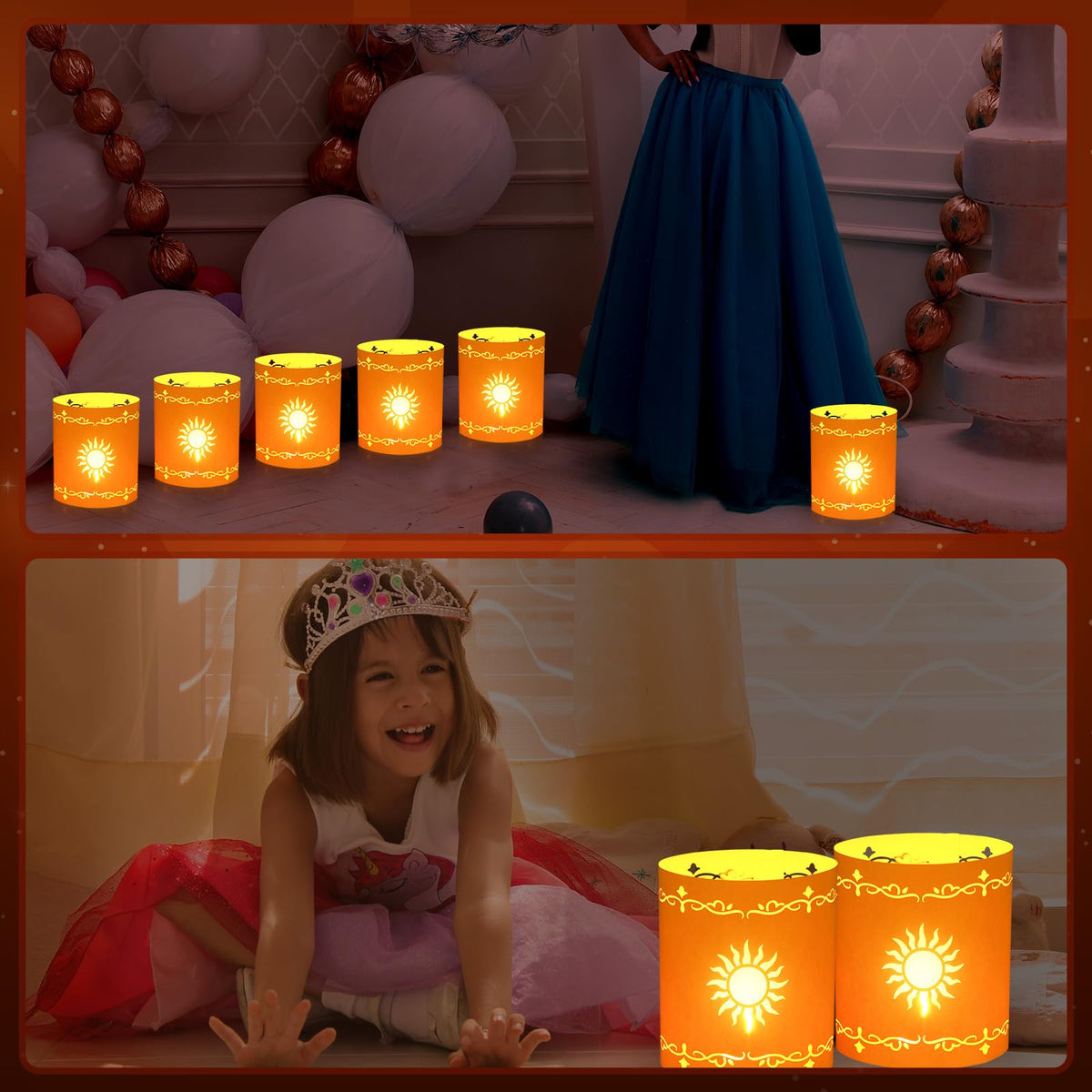 Fuyoooo lantern kit showing 20 lanterns, 20 candles, and tape ready to use