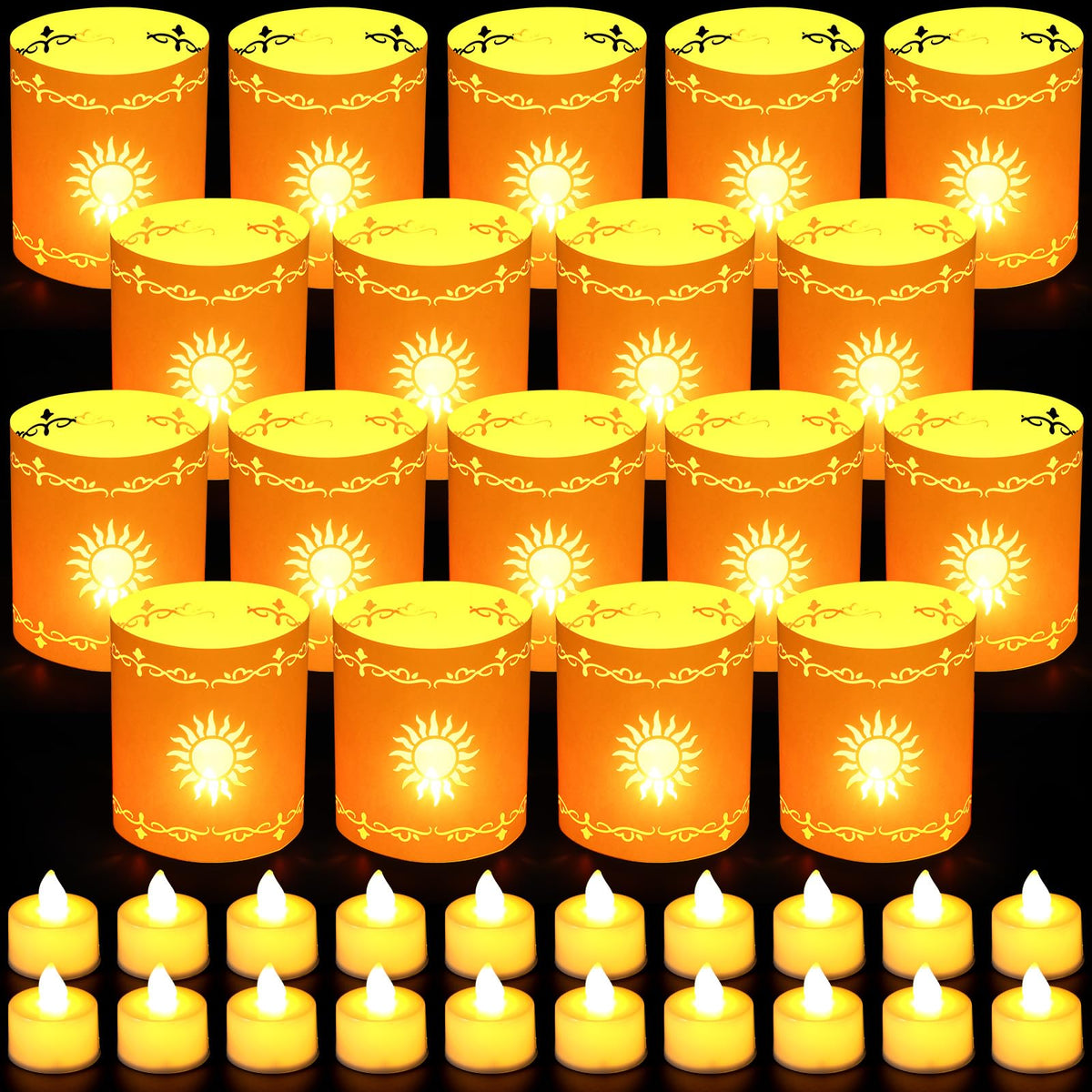 Fuyoooo Princess Sun lanterns glow softly as wedding centerpieces with warm yellow light