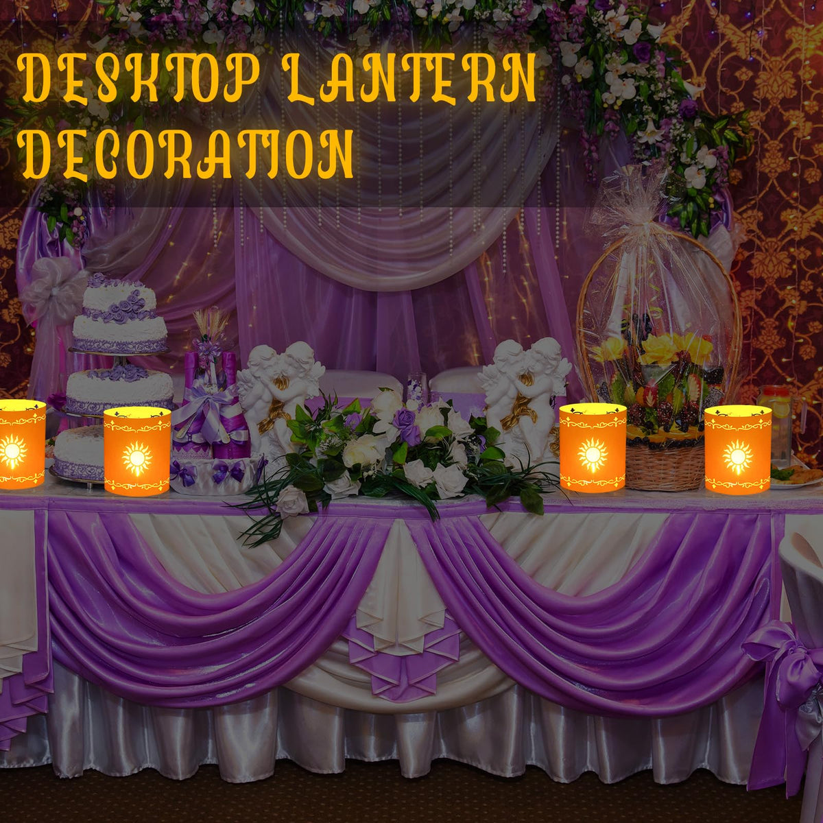 Fuyoooo lantern centerpiece on a wedding reception table with warm glow