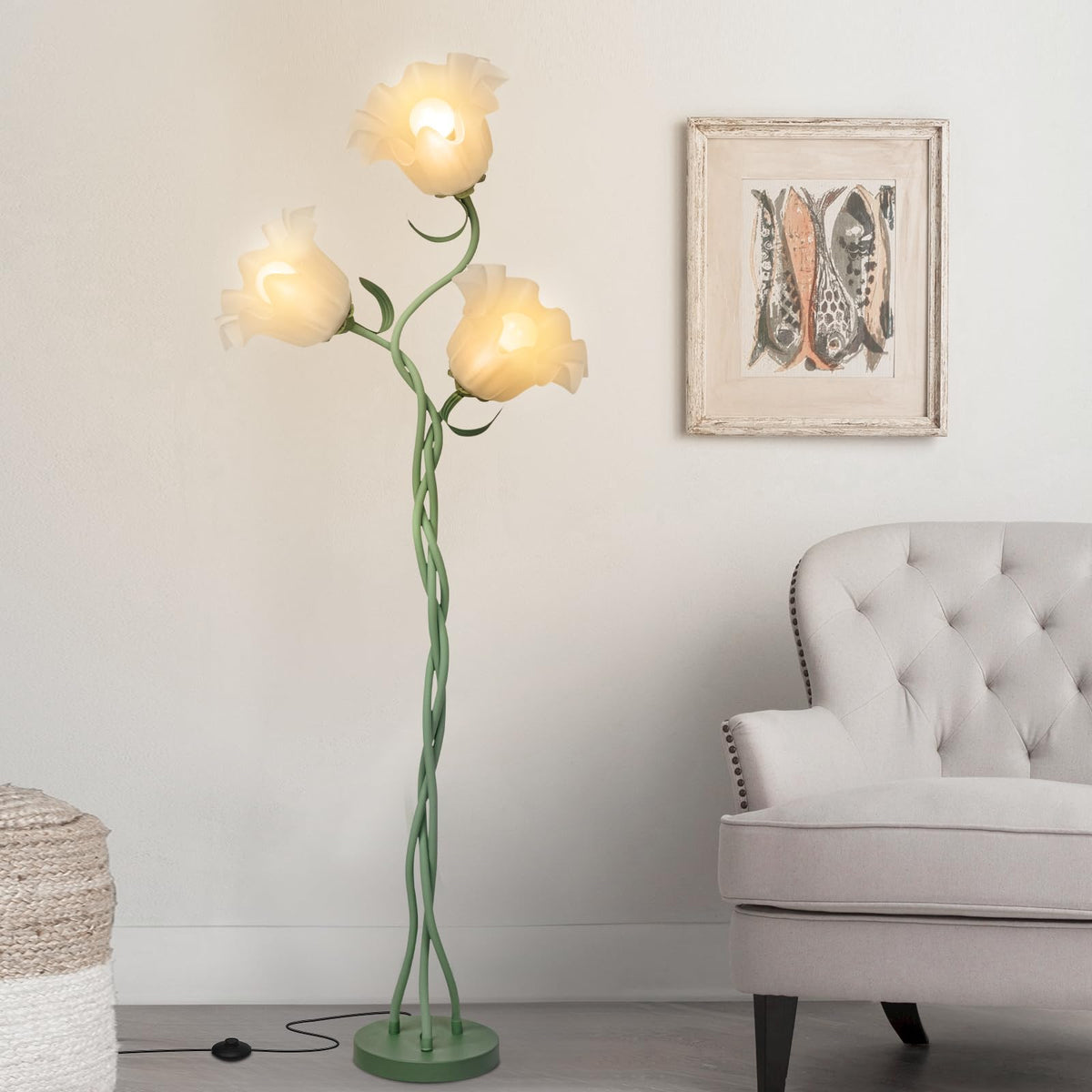 Fuzzbopn Flower Floor Lamp base provides stable support for living spaces.