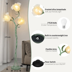 Fuzzbopn Flower Floor Lamp weighted base enhances stability around children and pets.