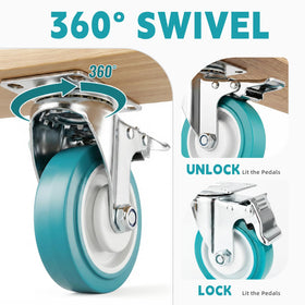 FVCLBZ 4in casters 360-degree swivel with separate brake for safety
