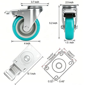 FVCLBZ 4in casters brake engaged demonstrating secure locking when needed