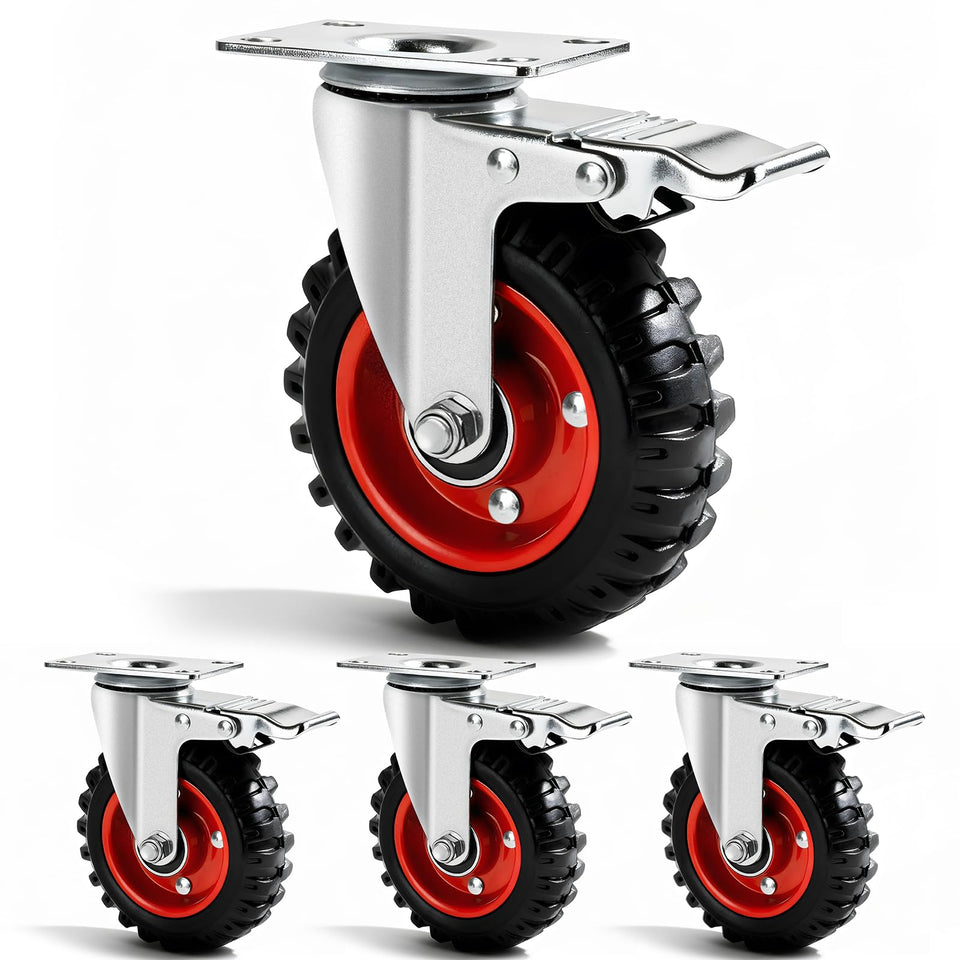 FVCLBZ 5-inch dual-lock caster wheels provide quiet, secure movement.