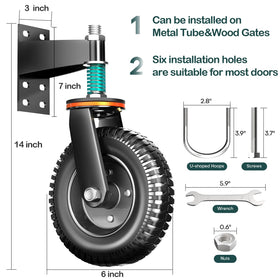 FVCLBZ gate wheel with 650 lb capacity supports heavy gates with less sag