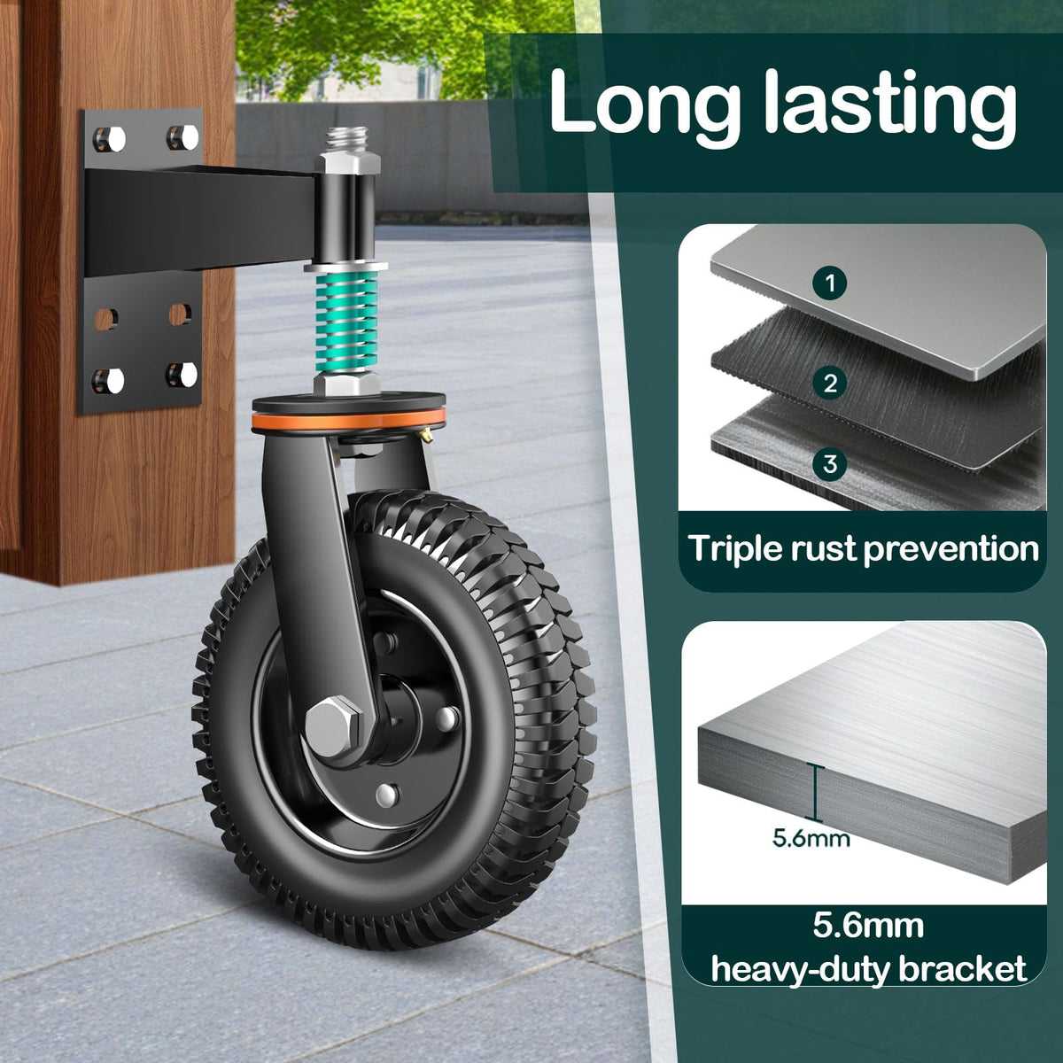 FVCLBZ gate wheel on metal tube gate enabling quiet rollout