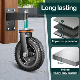 FVCLBZ gate wheel on metal tube gate enabling quiet rollout