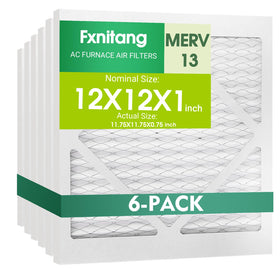 Fxnitang 12x12x1 air filter actual size fits most furnaces for reliable filtration.