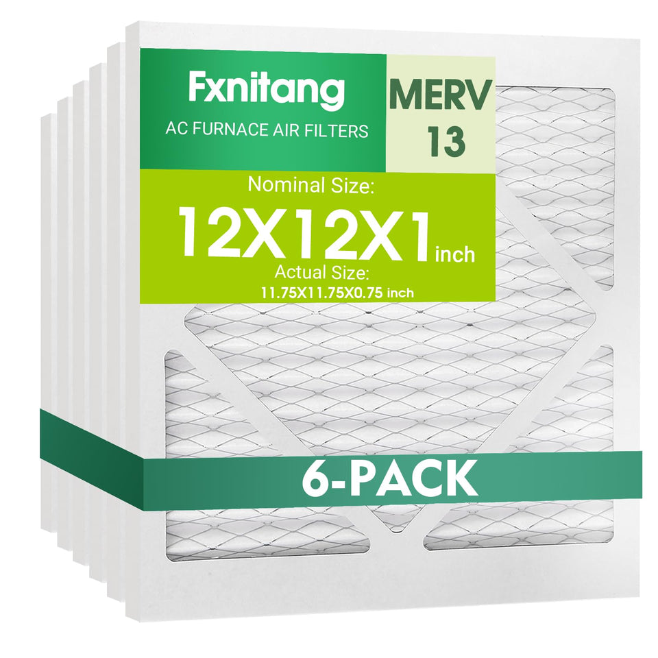 Fxnitang 12x12x1 air filter actual size fits most furnaces for reliable filtration.