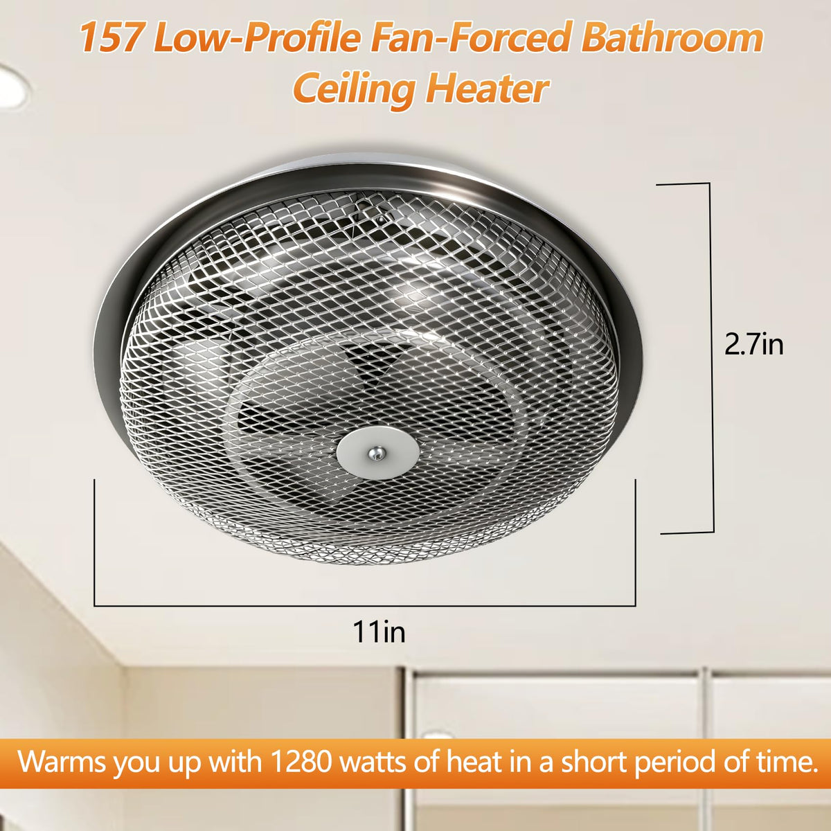 Fxsmgdy 157 heater side view highlights slim profile for ceiling installation