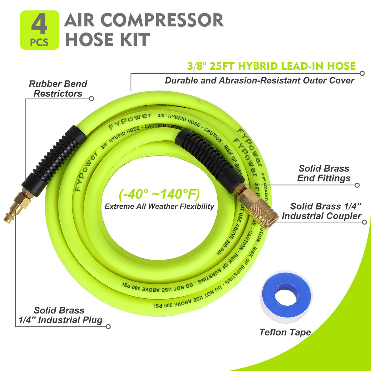 FYPower brass quick coupler, durable connection for fast tool swaps.