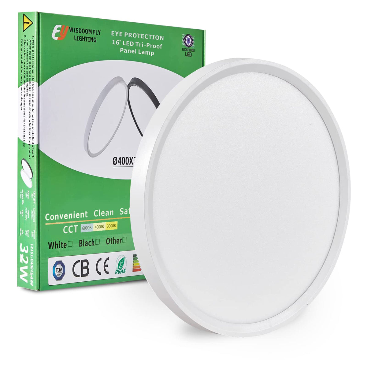 FY Wisdom Fly Lighting 15.8-inch LED flush mount panel provides even ambient light for hallways.