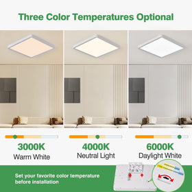 FY WISDOM FLY LIGHTING 16in square flush mount side profile demonstrates seamless ceiling integration