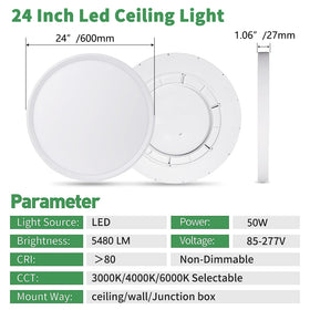 FY WISDOM FLY LIGHTING 24in flush mount CCT switch demonstrates color temperature control