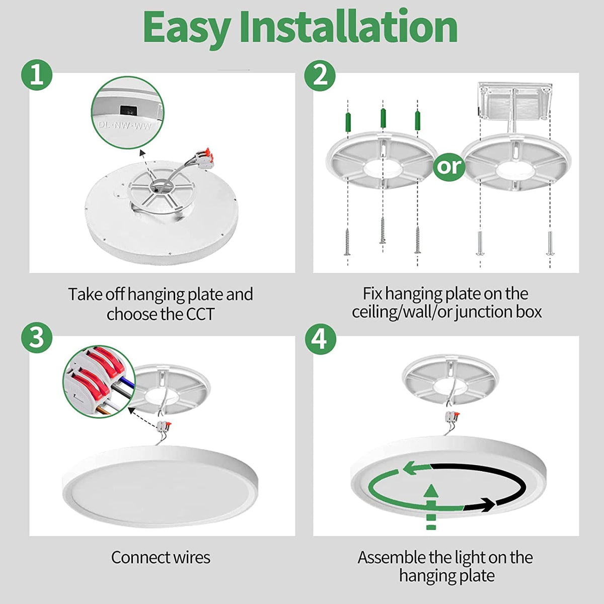 FY WISDOM FLY LIGHTING 6PK 12-inch flush mount easy-install panel for quick setup.