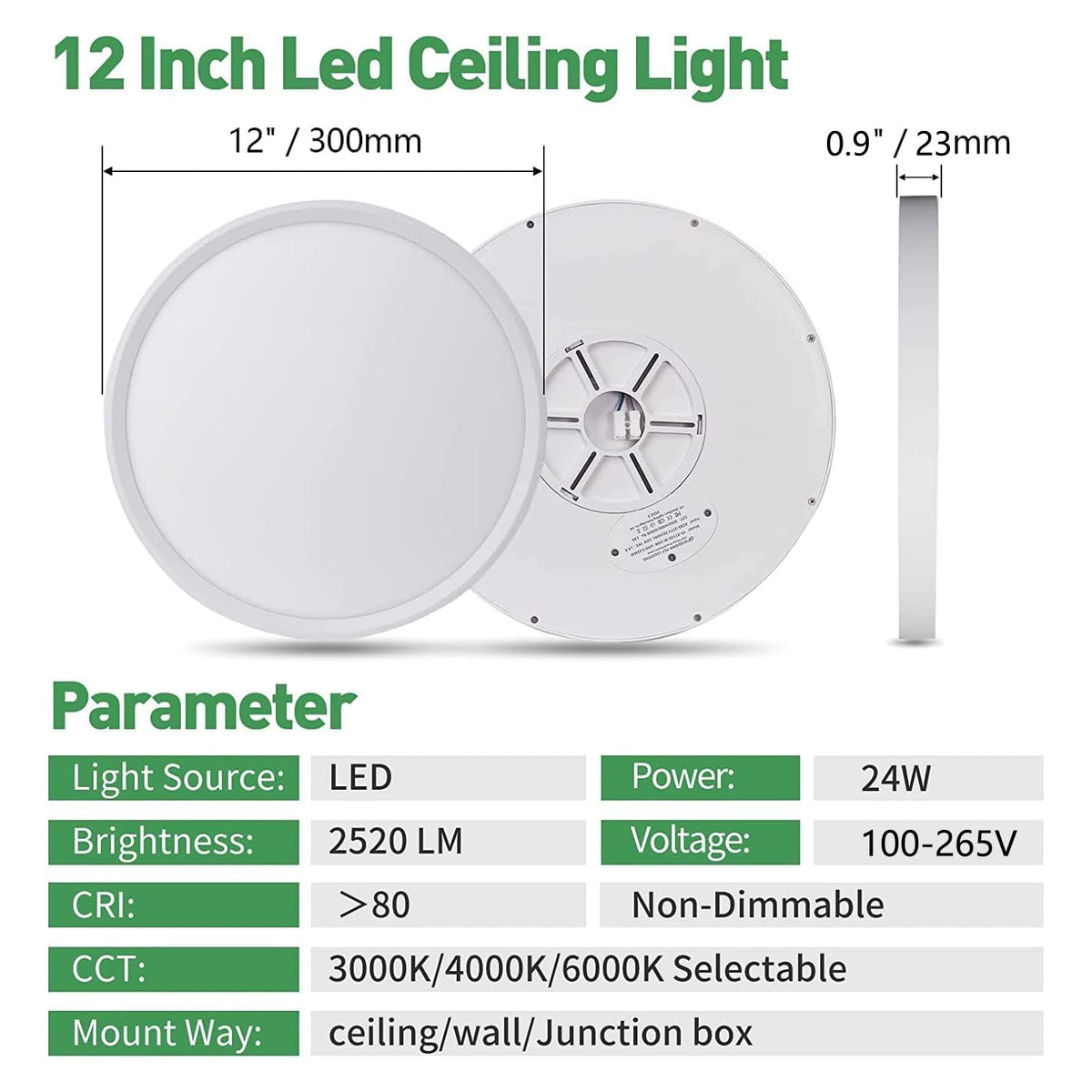 FY WISDOM FLY LIGHTING 6PK 12-inch flush mount wet-rated design for damp areas.