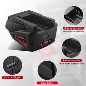 Fybemax adapter fits Milwaukee V18 Ni-Cd/Ni-MH tools for versatile use.