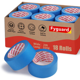 Fyguard 18-roll blue painters tape pack with easy tear feature for clean lines