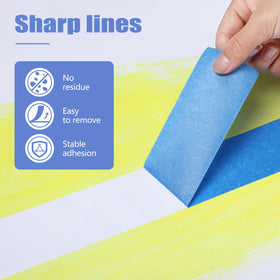 Close up of 45-degree tear to prevent paint bleed with Fyguard tape.