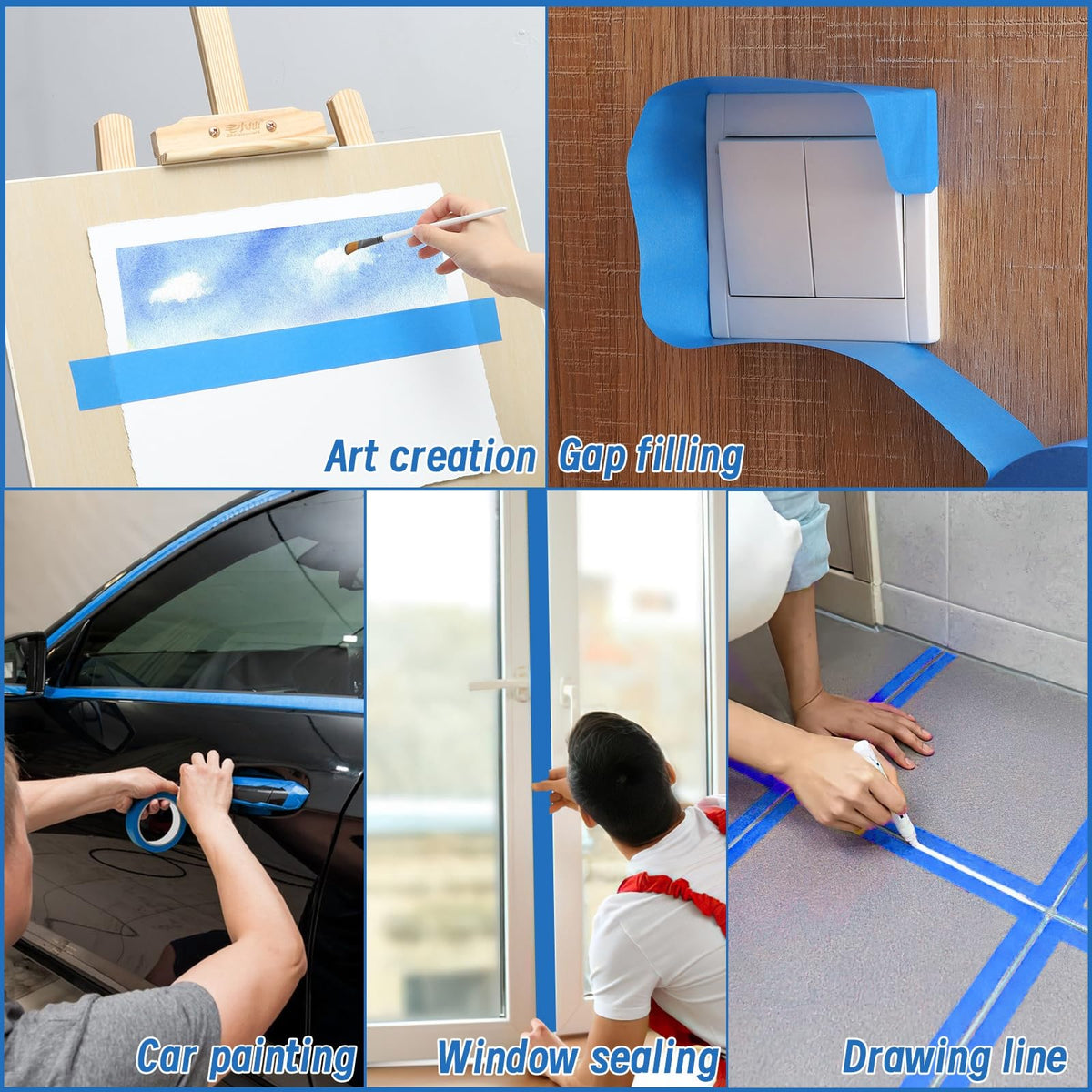 Fyguard blue masking tape protects surfaces during car and home painting tasks.