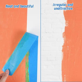 Fyguard multi-surface blue tape sticks smoothly on glass, tile, and painted walls.