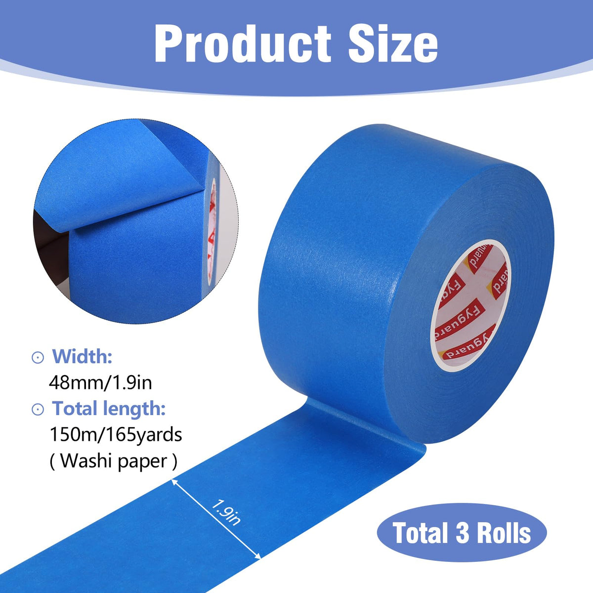 Fyguard washi paper tape for durable masking on various surfaces.