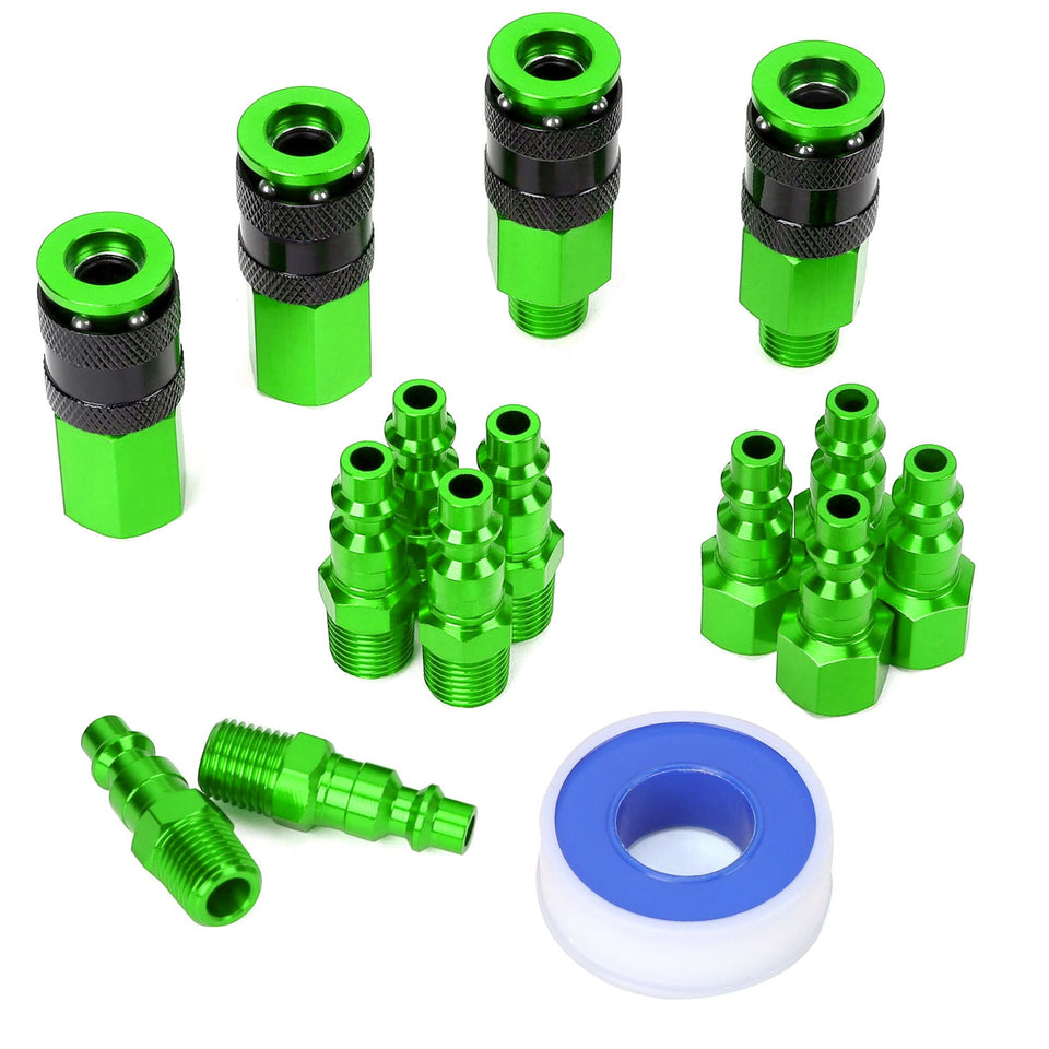 FYPower 15-piece aluminum air coupler kit with 1/4in NPT fittings for durable connections.